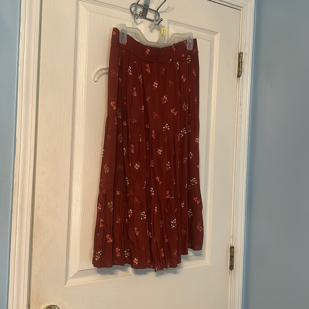 Orange floral long skirt